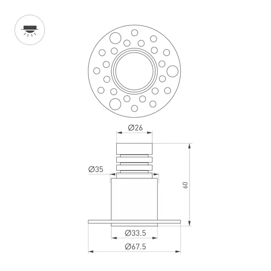 Фото #3 товара Светильник MS-INVISIO-TRIMLESS-R35-5W Warm3000 (WH-WH, 36 deg, 230V) (Arlight, IP54 Металл, 5 лет)