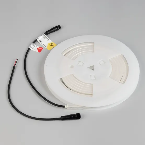 Фото #2 товара Светодиодная лента герметичная WAVE-SIDE-PU-A120-06x12mm 24V White5700 (8 W/m, IP68, 3m, wire x1) (Arlight, Вывод прямой, 3 года)