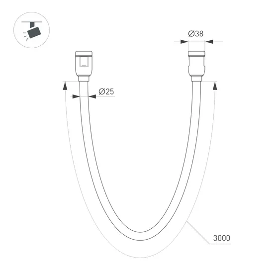 Фото #5 товара Светильник ART-APRIORI-TUBE-ELASTIC-R38-L3000-36W Warm3000 (GD, 360 deg, 48V) (Arlight, IP20 Металл, (Arlight, IP20 Металл, 3 года)