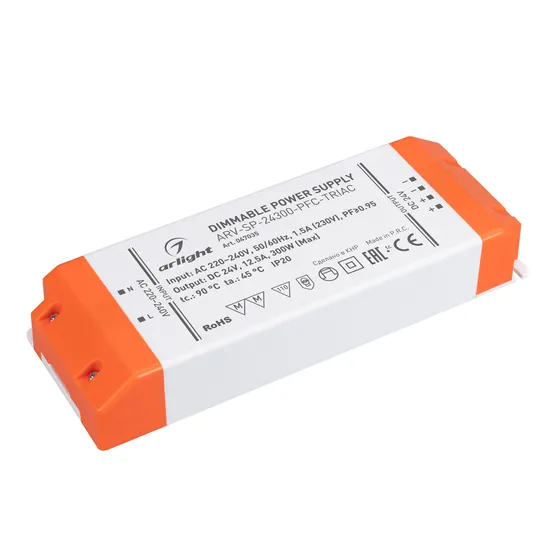 Фото товара Блок питания ARV-SP-24300-PFC-TRIAC (24V, 12.5A, 300W) (Arlight, IP20 Пластик, 5 лет)