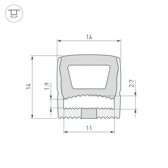 Фото #2 товара Силиконовый профиль WPH-FLEX-1414-TOP-S11-20m WHITE (Arlight, Силикон)