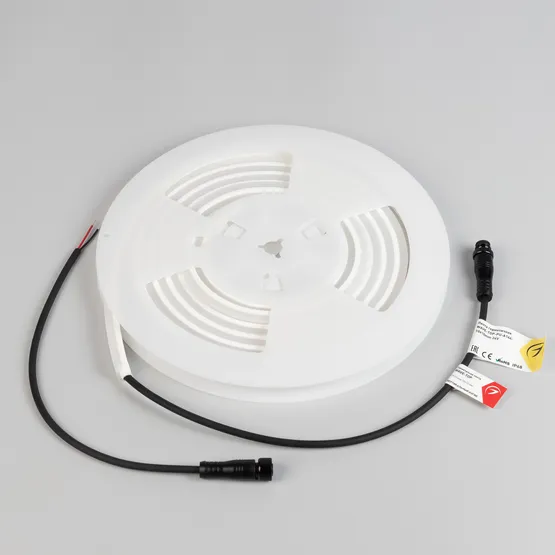 Фото #3 товара Светодиодная лента герметичная WAVE-TOP-PU-A144-10x10mm 24V White5700 (5 W/m, IP68, 3m, wire x1) (Arlight, Вывод боковой, 3 года)