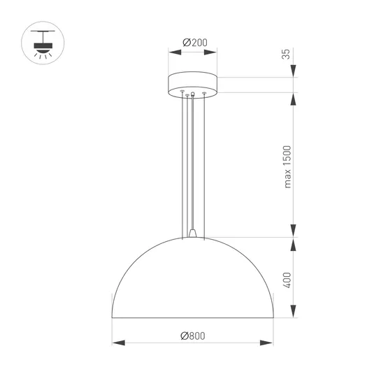 Фото #3 товара Светильник SP-RESTO-HANG-R800-88W Warm3000 (WH, 100 deg, 230V) (Arlight, IP20 Металл, 3 года)