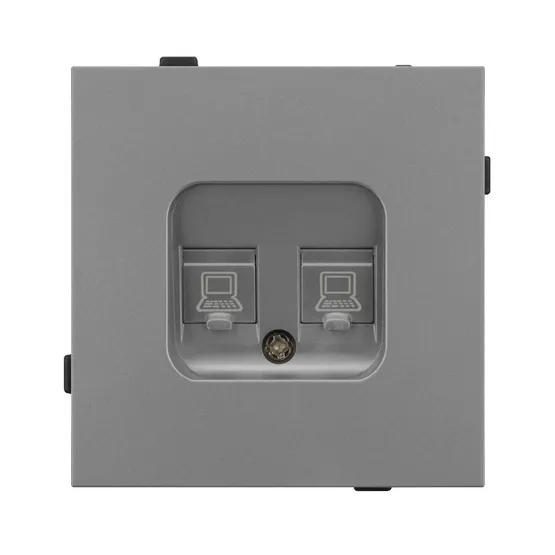 Фото #2 товара Механизм компьютерной розетки двойной SCT-TENDO-MPC2-PL-GR (RJ-45, CAT6) (Arlight, -)