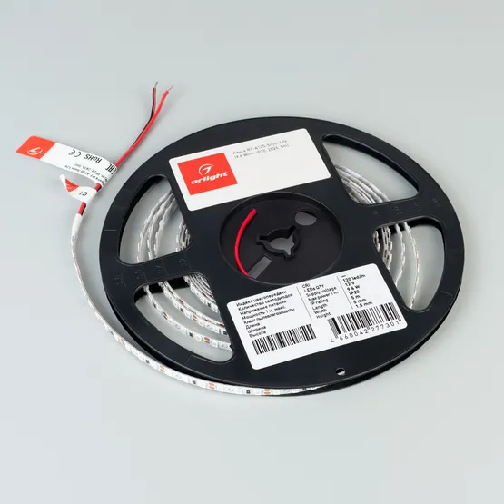 Фото #3 товара Светодиодная лента RT-A120-5mm 12V Red (9.6 W/m, IP20, 2835, 5m) (Arlight, 9.6 Вт/м, IP20)