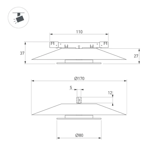 Фото #5 товара Светильник MAG-MICROCOSM-VINYL-R170-7W Warm3000 (BK, 150 deg, 24V) (Arlight, IP20 Металл, 5 лет)
